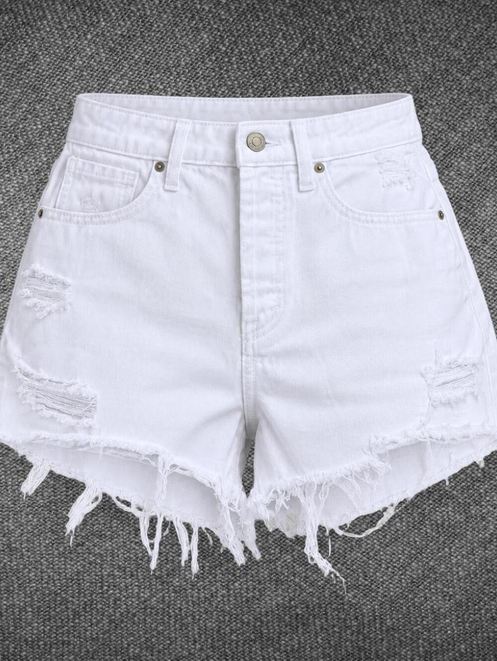 Wild Fable White High Rise Distressed Denim Shorts Size 6